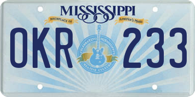 MS license plate OKR233