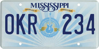 MS license plate OKR234