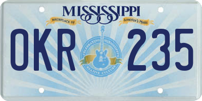 MS license plate OKR235