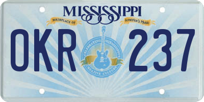 MS license plate OKR237