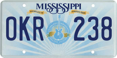 MS license plate OKR238