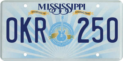 MS license plate OKR250