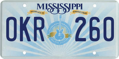 MS license plate OKR260