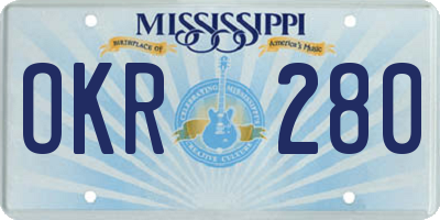 MS license plate OKR280