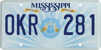 MS license plate OKR281