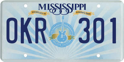 MS license plate OKR301