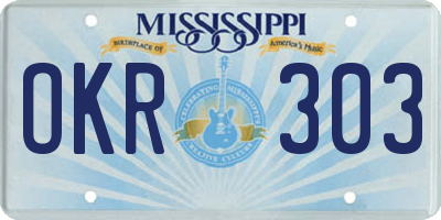 MS license plate OKR303