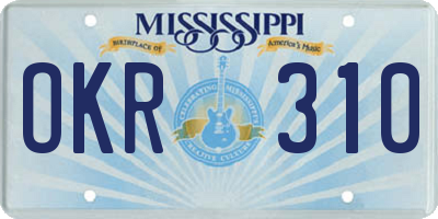 MS license plate OKR310