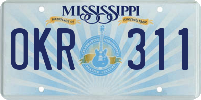 MS license plate OKR311