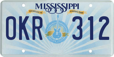 MS license plate OKR312
