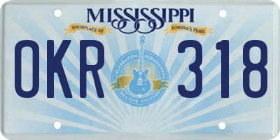 MS license plate OKR318