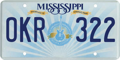MS license plate OKR322