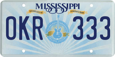 MS license plate OKR333