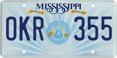 MS license plate OKR355