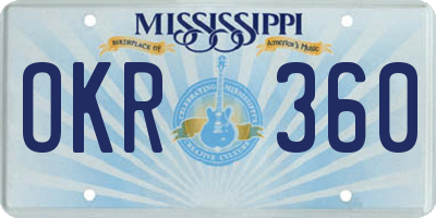 MS license plate OKR360