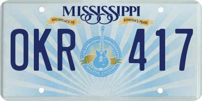 MS license plate OKR417