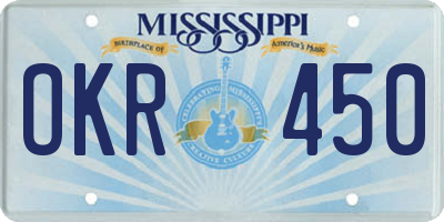 MS license plate OKR450