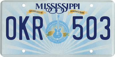 MS license plate OKR503