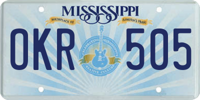 MS license plate OKR505