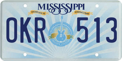MS license plate OKR513