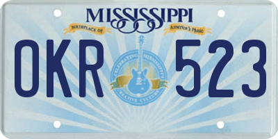 MS license plate OKR523