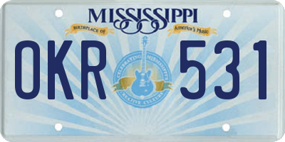 MS license plate OKR531