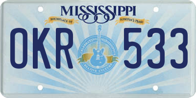 MS license plate OKR533