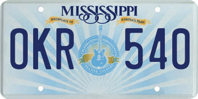 MS license plate OKR540