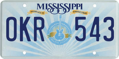 MS license plate OKR543