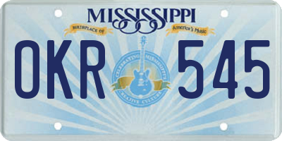 MS license plate OKR545