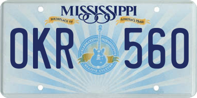 MS license plate OKR560