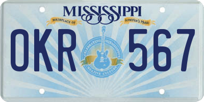 MS license plate OKR567