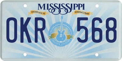 MS license plate OKR568
