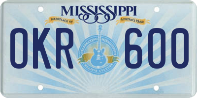 MS license plate OKR600