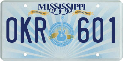 MS license plate OKR601