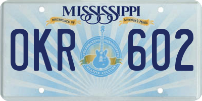 MS license plate OKR602