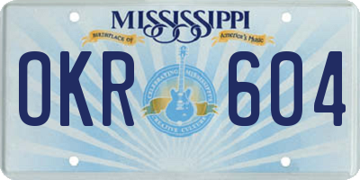 MS license plate OKR604