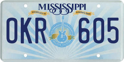 MS license plate OKR605