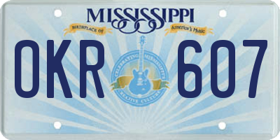 MS license plate OKR607