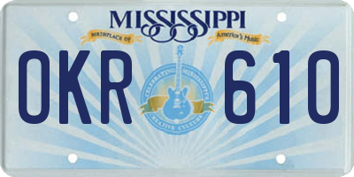 MS license plate OKR610