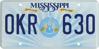 MS license plate OKR630
