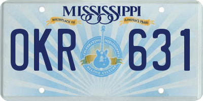 MS license plate OKR631