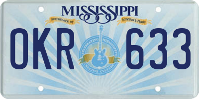 MS license plate OKR633