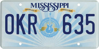 MS license plate OKR635
