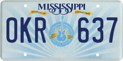 MS license plate OKR637