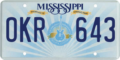 MS license plate OKR643