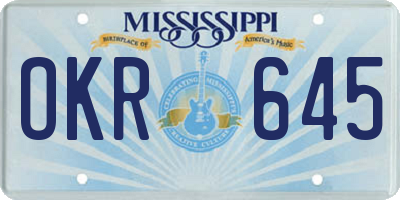 MS license plate OKR645