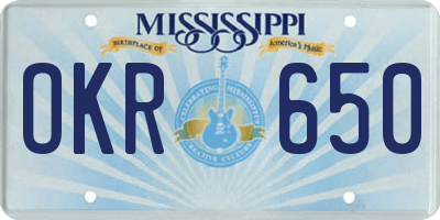 MS license plate OKR650