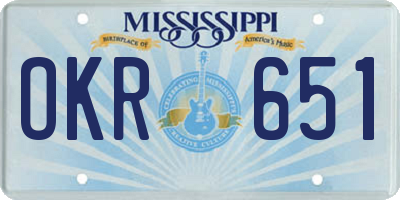 MS license plate OKR651