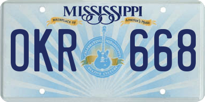MS license plate OKR668